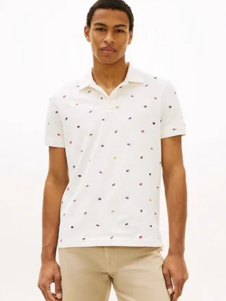 Regular Fit Allover Flag Pique Polo Regular Fit Allover Flag Pique Polo