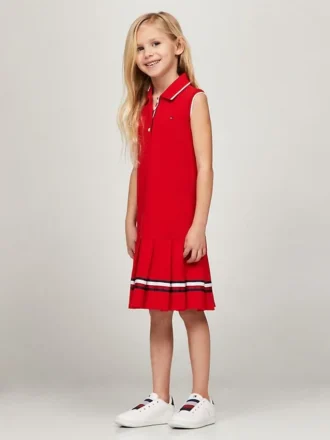 Ärmelloses Plissee-Polo-Kleid für Kinder