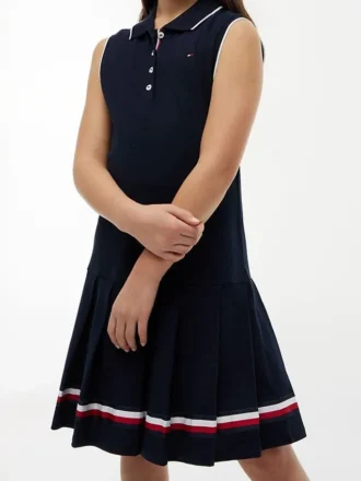 Ärmelloses Plissee-Polo-Kleid für Kinder