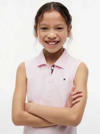 Ärmelloses Plissee-Polo-Kleid für Kinder