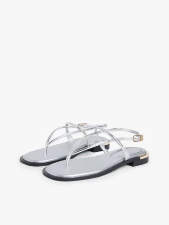 Sandale aus Metallic-Leder
