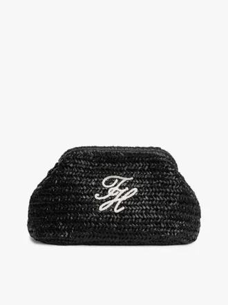 Script Monogram Raffia Clutch Script Monogram Raffia Clutch