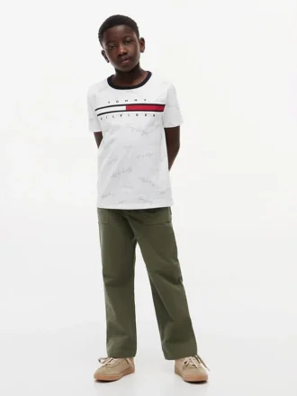 Signature Flag Stripe Logo T-Shirt für Kinder