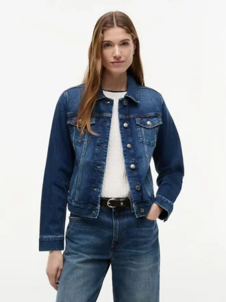 Slim Fit Dark Wash Stretch-Jeansjacke