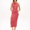 Slim Fit Midi-Kleid mit Streifen und U-Boot-Ausschnitt Slim Fit Midi-Kleid mit Streifen und U-Boot-Ausschnitt