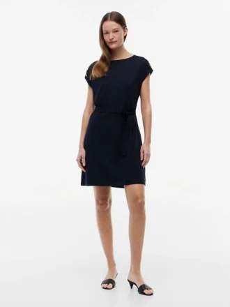 Stretch-Baumwollkleid mit Gürtel