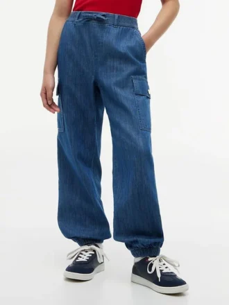 Stretch-Chino-Cargo-Jogginghose für Kinder