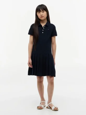 Stretch-Polo-Kleid mit Falten für Kinder