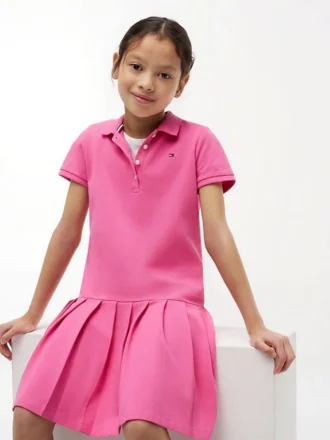 Stretch-Polo-Kleid mit Falten für Kinder