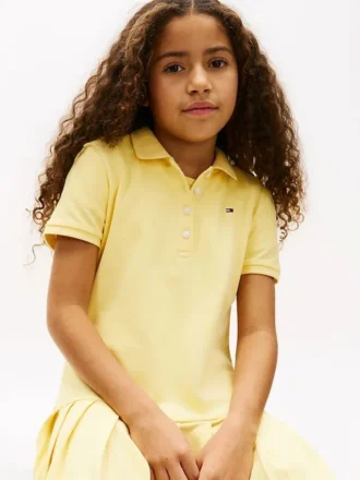 Stretch-Polo-Kleid mit Falten für Kinder