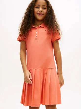 Stretch-Polo-Kleid mit Falten für Kinder