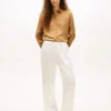 Stretch-Satin-Hose mit weitem Bein und elastischem Bund Stretch-Satin-Hose mit weitem Bein und elastischem Bund
