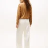 Stretch-Satin-Hose mit weitem Bein und elastischem Bund Stretch-Satin-Hose mit weitem Bein und elastischem Bund
