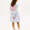 Stretch-Shirtkleid für Kinder mit gemischten Streifen Stretch-Shirtkleid für Kinder mit gemischten Streifen
