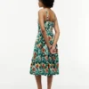 Stufiges Kleid aus Leinenmischung mit tropischem Print