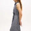 TH-Shirtkleid aus Krepp mit Gitterprint und Gürtel TH-Shirtkleid aus Krepp mit Gitterprint und Gürtel