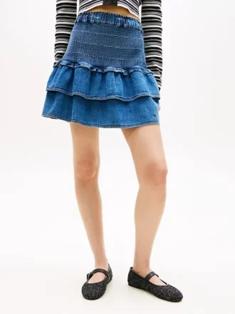 Tommy Jeans Minirock aus Chambray mit Stufendesign