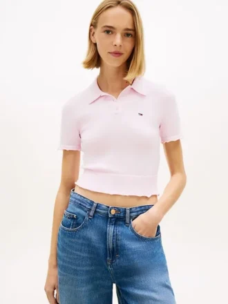 Tommy Jeans Polo-Pullover mit Wellenkante
