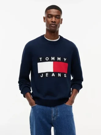 Tommy Jeans Pullover mit Rundhalsausschnitt und Flaggenlogo