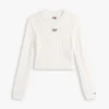 Tommy Jeans Pullover mit Schriftzug und Zopfmuster Tommy Jeans Pullover mit Schriftzug und Zopfmuster