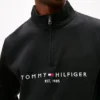 Tommy Logo Sweatshirt mit Viertelreißverschluss
