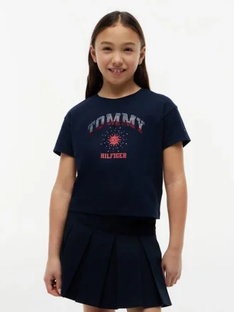 Tommy-Logo-T-Shirt mit Strasssteinen für Kinder Tommy-Logo-T-Shirt mit Strasssteinen für Kinder