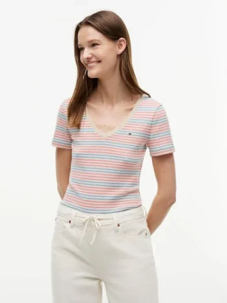 V-Ausschnitt-T-Shirt „Favorite“ mit Streifen