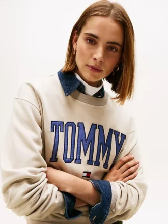 Varsity Tommy Logo Rundhals-Sweatshirt